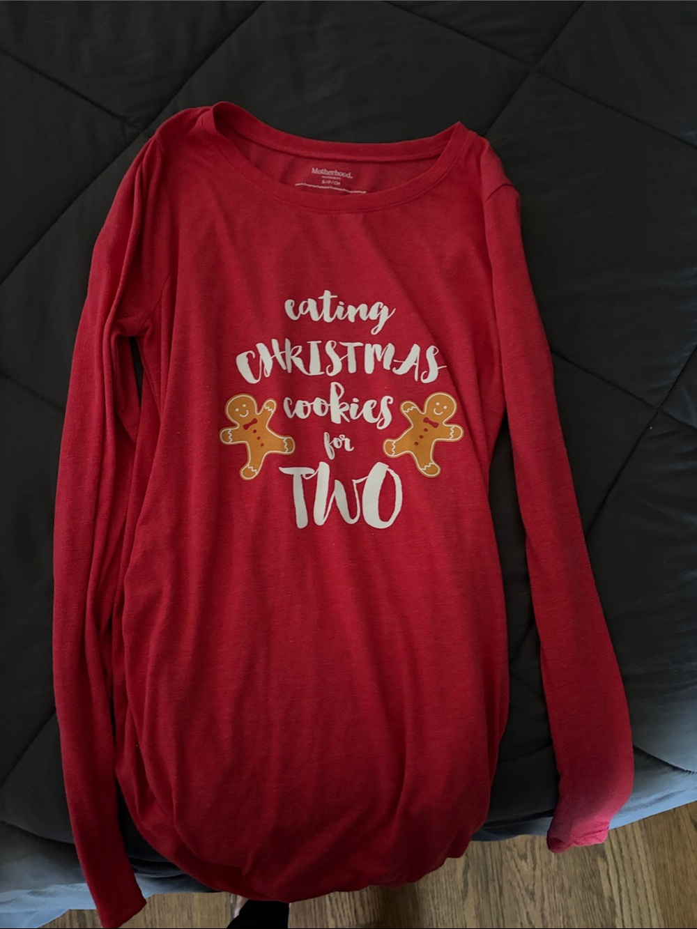 Motherhood Maternity Red Long Sleeve Christmas Maternity Tee